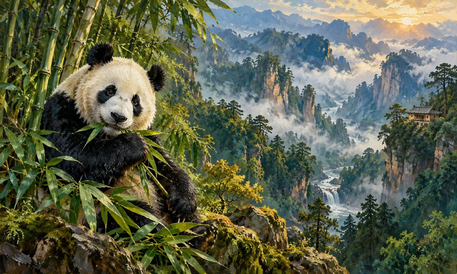 Oil painting inspired by Panda-Volunteer-Program