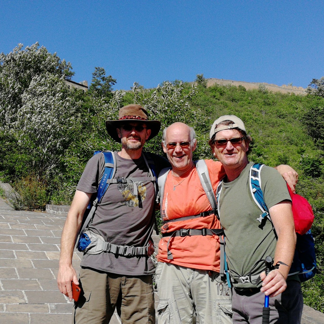 Guests in hiking clothes at the Great Wall