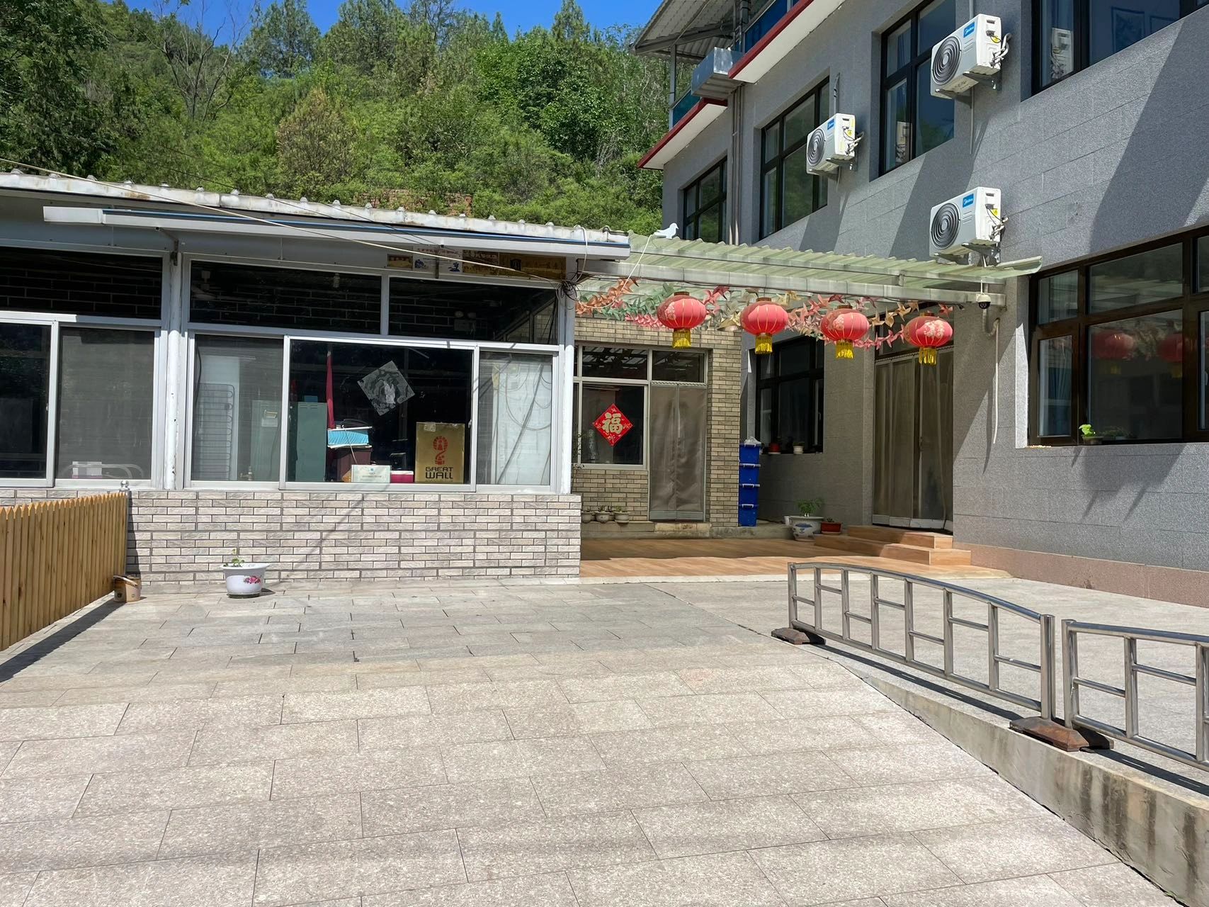Camping center courtyard